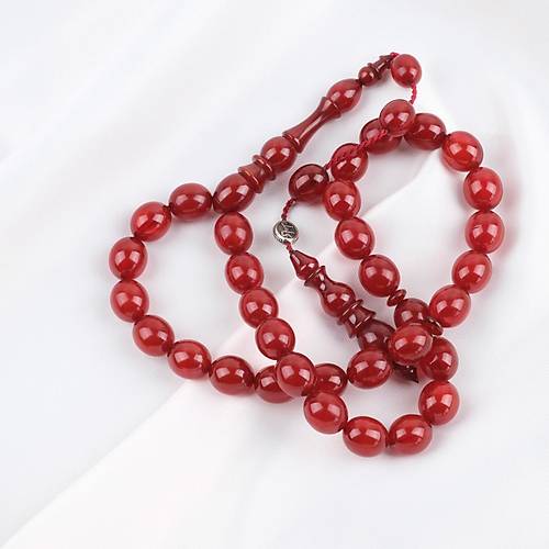 Skma Kehribar Usta i mzal Tombul Beyzi Kesim 11x13mm Tesbih