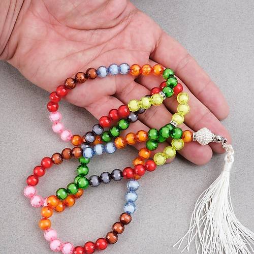Monomer 99luk �ok Renkli K�re Kesim 7.5mm Namaz Tesbihi -Bonibon