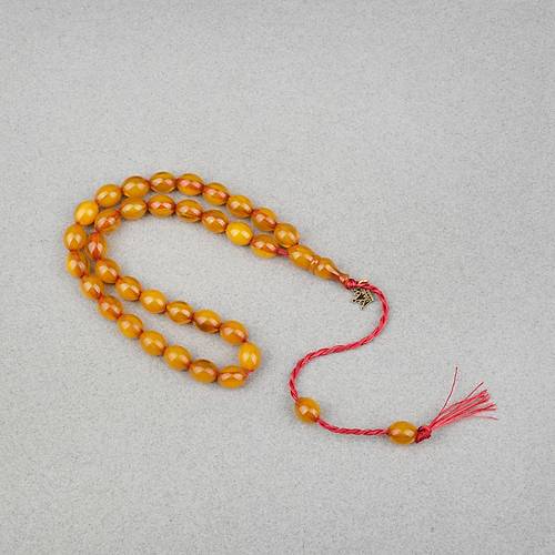 Omari S�kma Kehribar Beyzi Kesim Oturtma �mameli Sistemli 9x11.5mm Tesbih