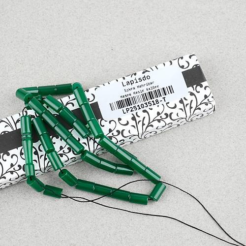 S�kma Kehribar Kesme Kesim 6x10mm Tesbih P�sk�ls�z Ye�il