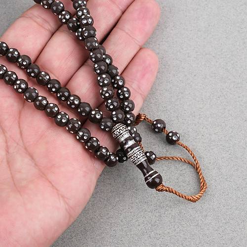 Hac Umre Hediyelik Ta�l� 99luk 7mm Tesbih - Kahverengi