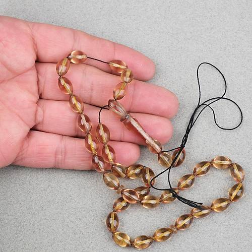 Ate� Kehribar Beyzi Kesim 7x11mm Tesbih- �effaf Bal K�p���