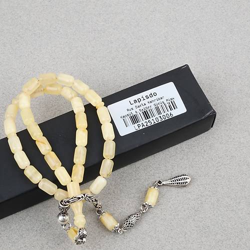 Rus Damla Kehribar 925Ayar G�m�� P�sk�l Kaps�l Kesim 6.5x10mm Tesbih