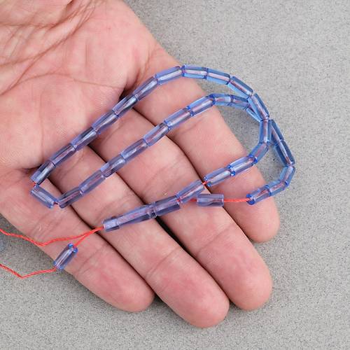 U�ak Cam� Kesme Kesim 4x8mm Tesbih -�effaf Mavi