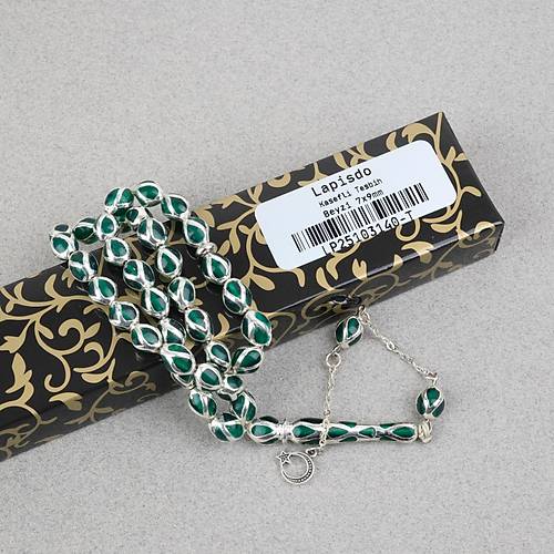 G�m�� Kaplama Kafesli Mine Beyzi 7x9mm Tesbih - Ye�il