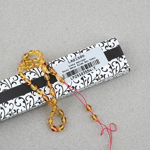 S�kma Kehribar Beyzi Kesim Bilek Boy 5x8mm Tesbih P�sk�ls�z Sar� K�rm�z�