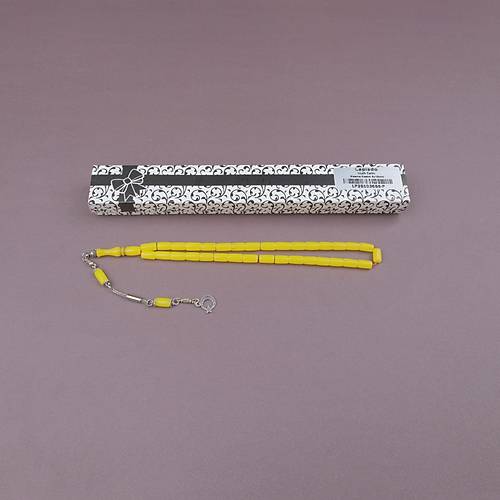 U�ak Cam� Kesme Kesim 6x10mm Tesbih Alpaka P�sk�ll� Sar�