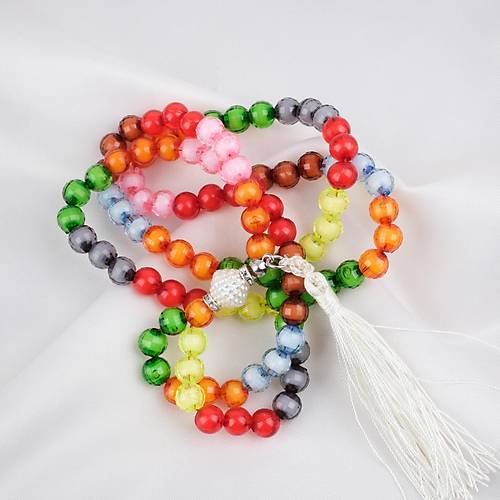 Monomer 99luk �ok Renkli K�re Kesim 7.5mm Namaz Tesbihi -Bonibon