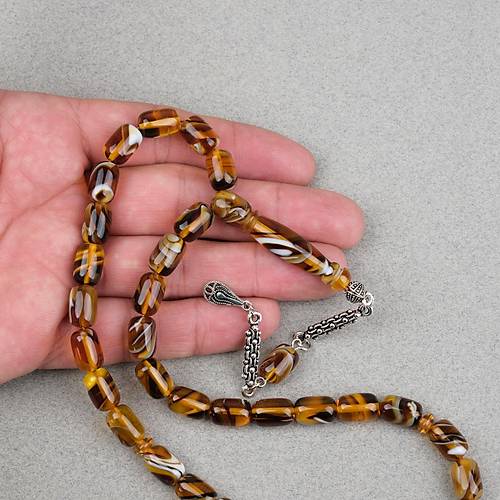 Arizona Katalin Alpaka P�sk�l Kaps�l Kesim 8x12mm Tesbih- Kahverengi Sar�