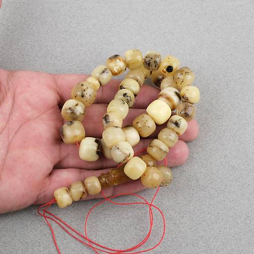 Damla Kehribar Tekerlek Kesim 12x11mm Tesbih