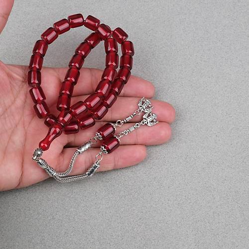 Katalin �ubuk Alpaka P�sk�ll� Kaps�l Kesim 9x12mm Tesbih - �effaf Bordo