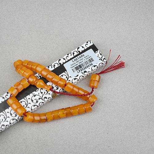 Omari S�kma Kehribar Tekerlek Kesim Oturtma �mameli Sistemli 7.5x11mm Tesbih