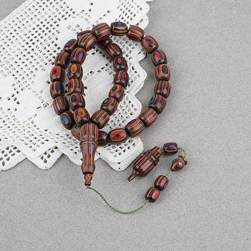 Kafur A�ac� Kaps�l Kesim 11x12mm Tesbih - Kahve Mavi