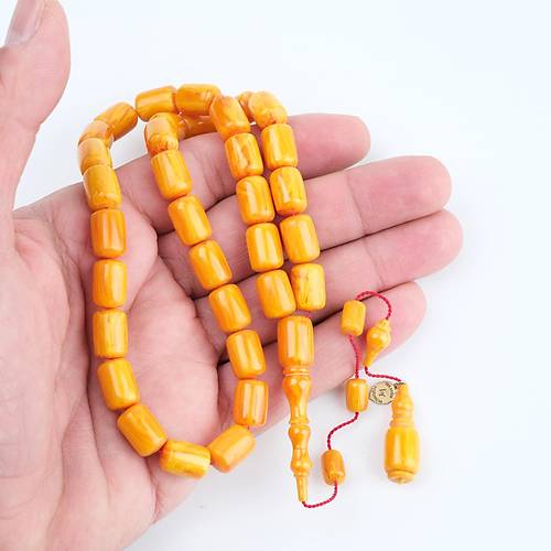 Katalin Dinlenmi� �ubuk Usta ��i �mzal� Kaps�l Kesim 8.5x12mm Tesbih -Sar�