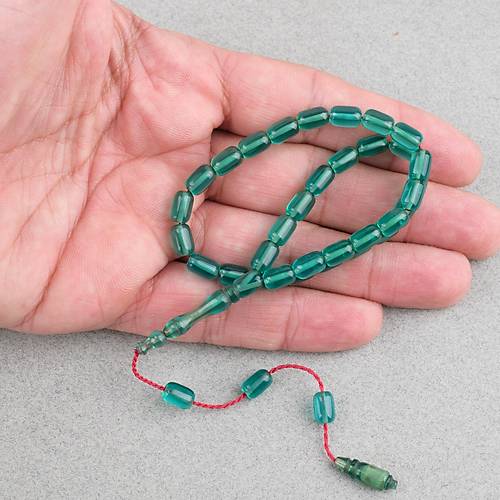 S�kma Kehribar Kaps�l Kesim Sistemli Bilek Boy 5x8mm Tesbih Ye�il