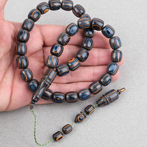 Kafur A�ac� Kaps�l Kesim 11x12mm Tesbih - Mavi Turuncu