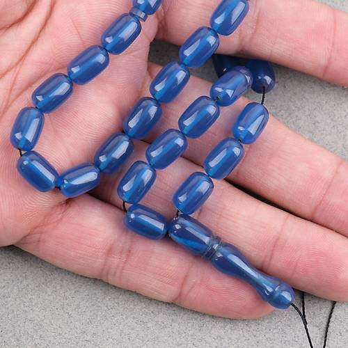 S�kma Kehribar Kaps�l Kesim 7x11mm Tesbih P�sk�ls�z Mavi