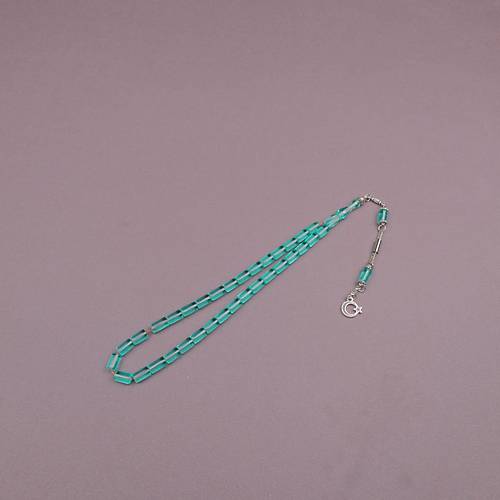 U�ak Cam� Kesme Kesim 6x10mm Tesbih Alpaka P�sk�ll� �effaf Ye�il