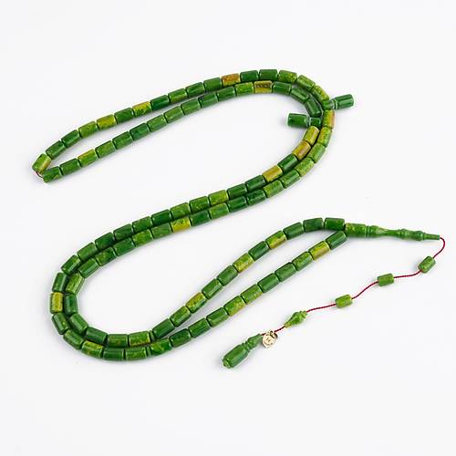 Kadim Katalin Eski Obje Usta i mzal 99'luk Kapsl Kesim 6.5x10mm Tesbih -Yeil