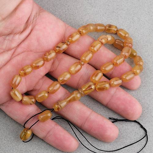 S�kma Kehribar Kaps�l Kesim 7x11mm Tesbih P�sk�ls�z Hardal