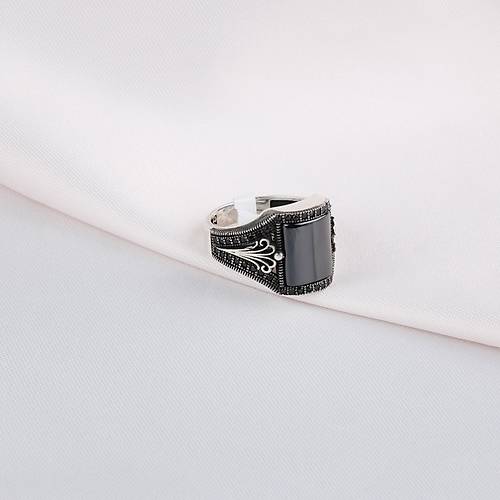 Onix /Mikro Zirkon 925Ayar Gm Erkek Yzk