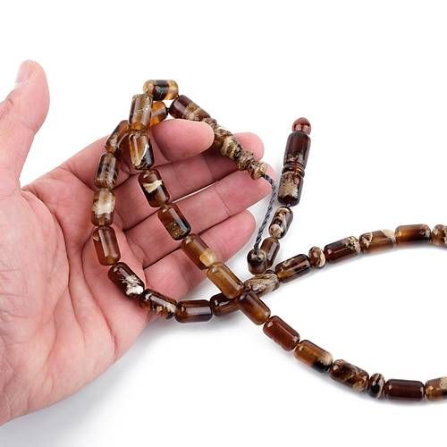 Sumatra Kaya Damla Kehribar Kapsl Kesim 9x16mm Tesbih