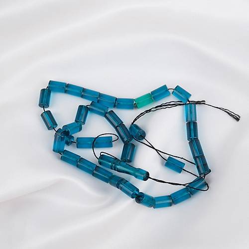 Ate� Kehribar Kesme Kesim 7x11mm Tesbih -�effaf Mavi