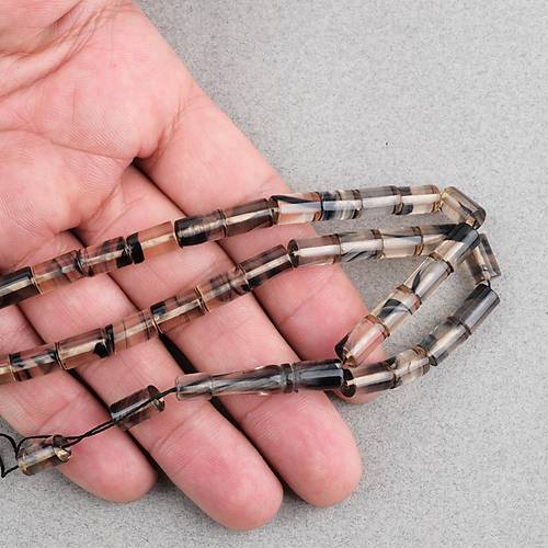 S�kma Kehribar Kesme Kesim 6x10mm Tesbih P�sk�ls�z �effaf Siyah