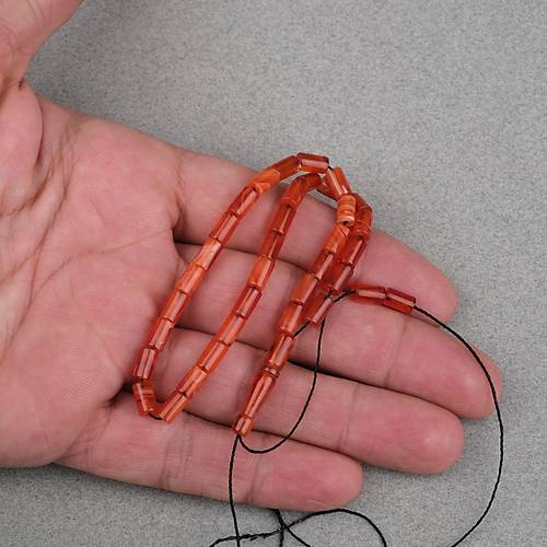 S�kma Kehribar Kesme Kesim 4x7mm Tesbih- Krem- Turuncu