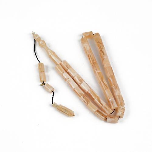 Skma Kehribar Kesme Kesim7x10.5mm Tesbih - Krem