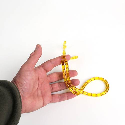 Osmanl� Ate� Kehribar Eski Heykel Obje Kesme Kesim 7x10.5mm Tesbih
