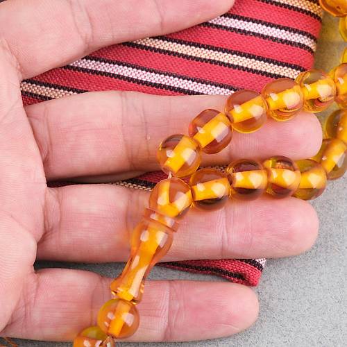 Ate� Kehribar K�re Kesim 1mm Tesbih - Bal Sar�s� P�sk�ls�z