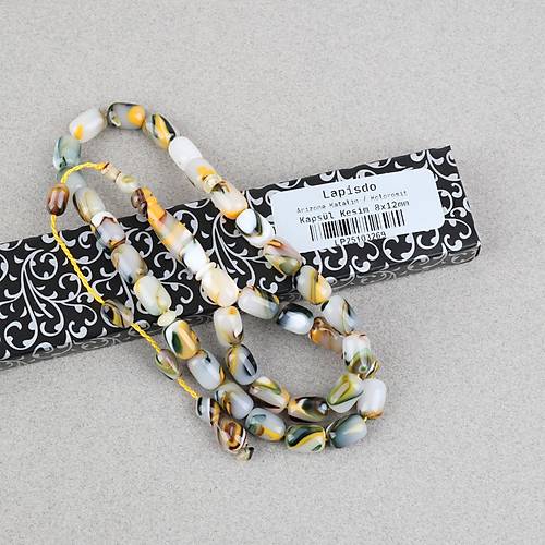 Arizona Katalin Sistemli Kaps�l Kesim 8x12mm Tesbih -Sar� Beyaz