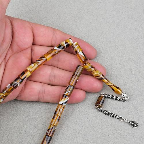 Arizona Katalin Alpaka P�sk�l Kesme Kesim 7x10mm Tesbih- Kahverengi Sar�