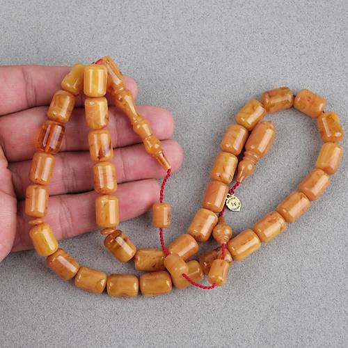 Kadim Katalin Eski Obje Usta ��i �mzal� Kaps�l Kesim 9x13mm Tesbih