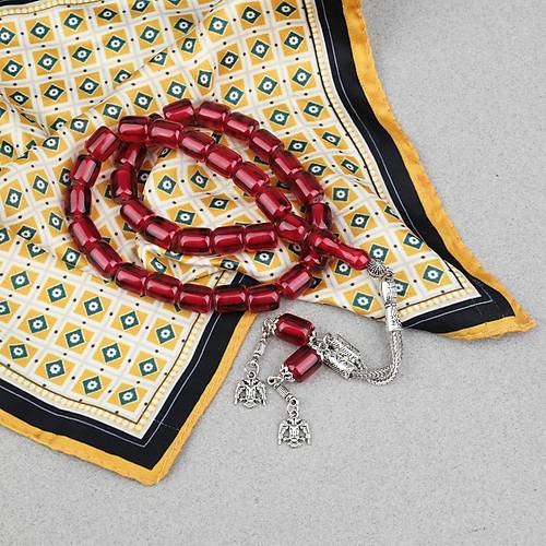 Katalin �ubuk Alpaka P�sk�ll� Kaps�l Kesim 9x12mm Tesbih - �effaf Bordo