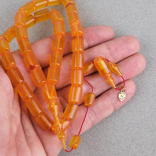 Ate� Kehribar Eski Oyun Zar Obje Patinli Kaps�l Kesim 8.5x12.5mm Tesbih