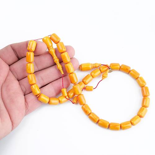 Katalin Dinlenmi� �ubuk Usta ��i �mzal� Kaps�l Kesim 8.5x12mm Tesbih -Sar�