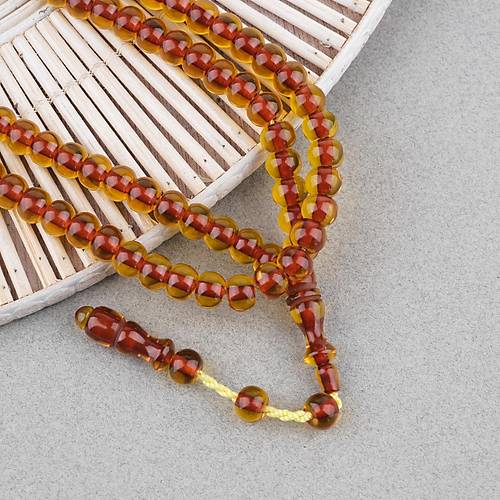Ate� Kehribar 99luk Namaz Tesbih Tekerlek Kesim 9x7mm Tesbih