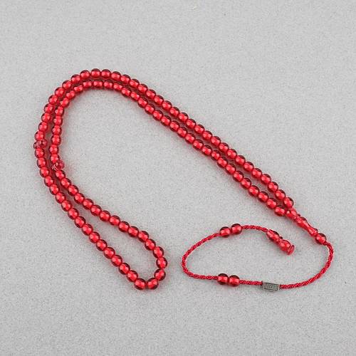 Katalin Usta ��i �mzal� 99luk Namaz Tesbih K�re Kesim 7mm Tesbih - A��k K�rm�z�