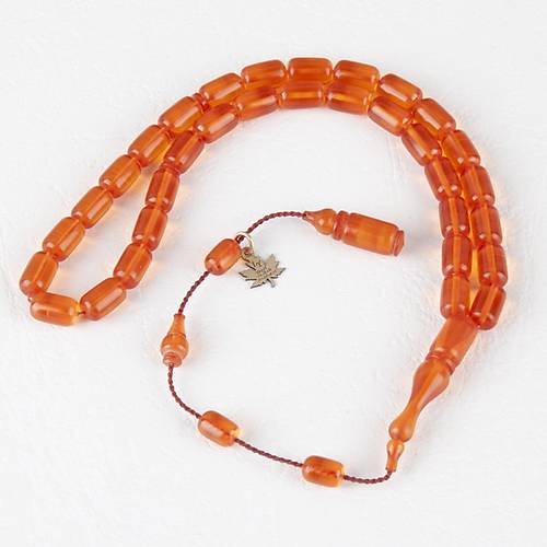 Ate Kehribar Kapsl Kesim Bilek Boy 5.2x8.2mm Tesbih - effaf Turuncu