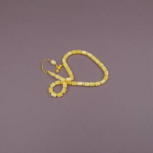 Beyrut Damla Alt�n Renk P�sk�l Yumu�ak Kesme Kesim 8x11mm Tesbih