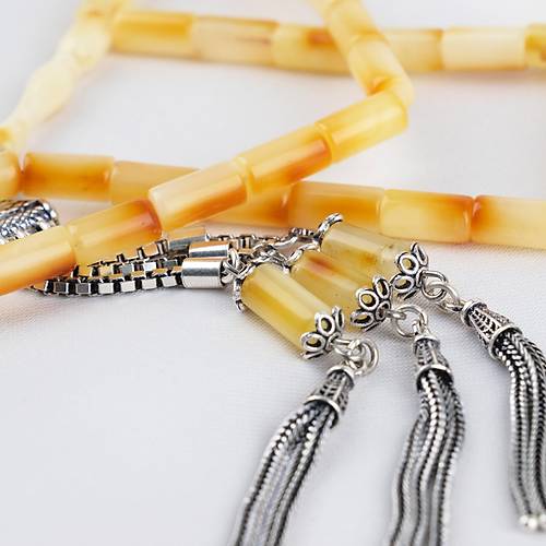 Rus Kaya Damla Kehribar 925Ayar G�m�� P�sk�l Kesme Kesim 5x10mm Tesbih