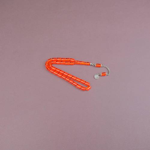 U�ak Cam� Kesme Kesim 7x10mm Tesbih Alpaka P�sk�ll� �effaf Turuncu