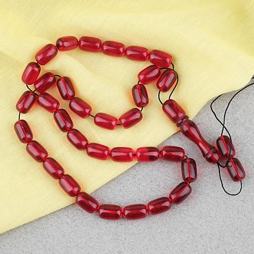 S�kma Kehribar Kaps�l Kesim 7x11mm Tesbih P�sk�ls�z K�rm�z�