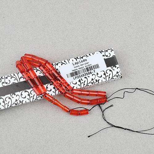 S�kma Kehribar Kesme Kesim 6x10mm Tesbih P�sk�ls�z Turuncu