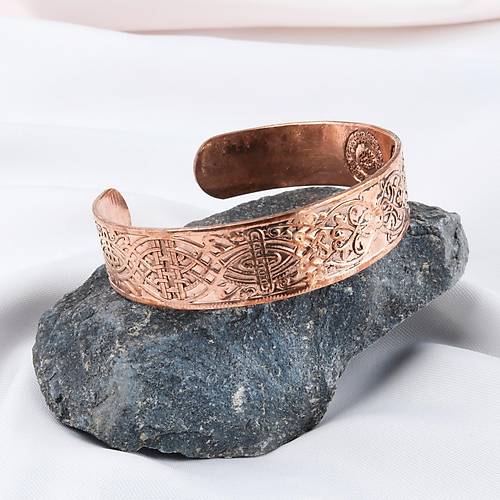 Saf Bak�r Bileklik I�i Grav�r Koruma Dual� Kad�n Erkek