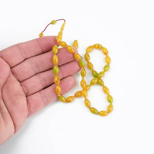 Katalin Dinlenmi� �ubuk Usta ��i �mzal� Beyzi Kesim 6x11mm Tesbih -Hareli Sar�