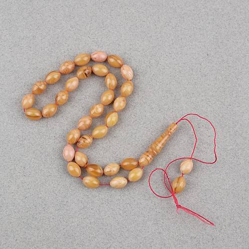 S�kma Kehribar Beyzi Kesim 7x11mm Tesbih P�sk�ls�z Sar�