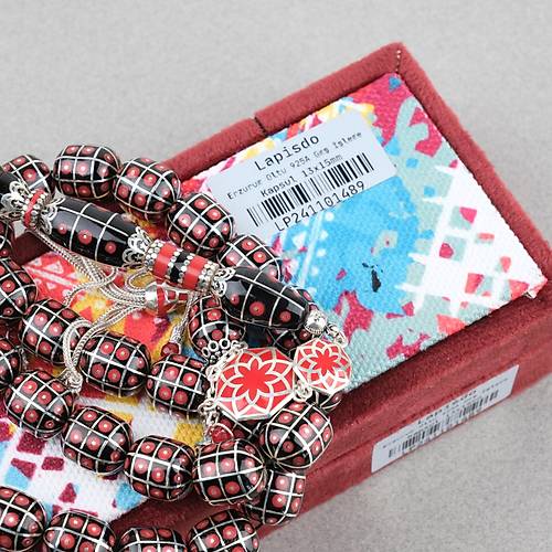 Erzurum Oltu 925Aayar Gm Pskl ,leme,Nak ve mame Kapsl Kesim 13x15mm Tesbih